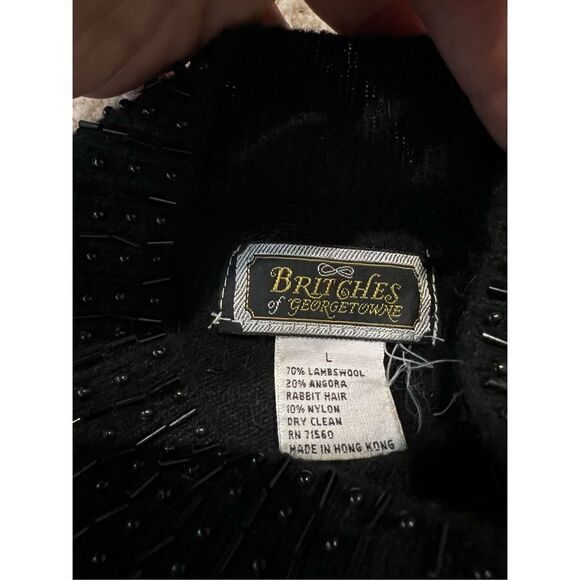 Britches of Georgetowne lambs wool Blend cropped Sweater black mock neck Size L - Picture 2 of 8